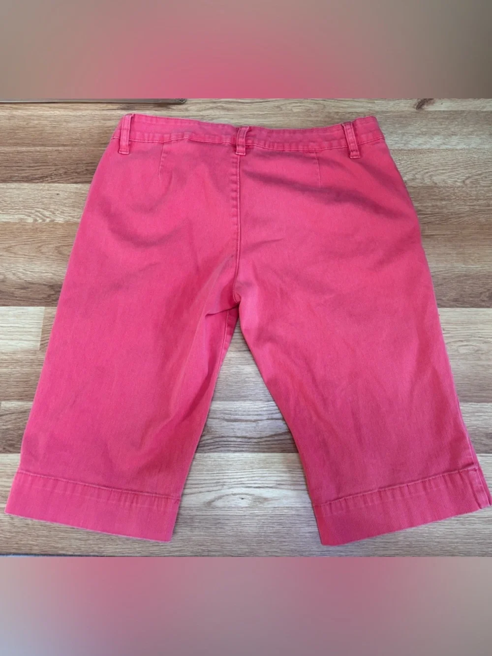 Union Bay Juniors 12/13 Stretch Bermuda Long Denim Shorts Coral Vintage Y2K 2000